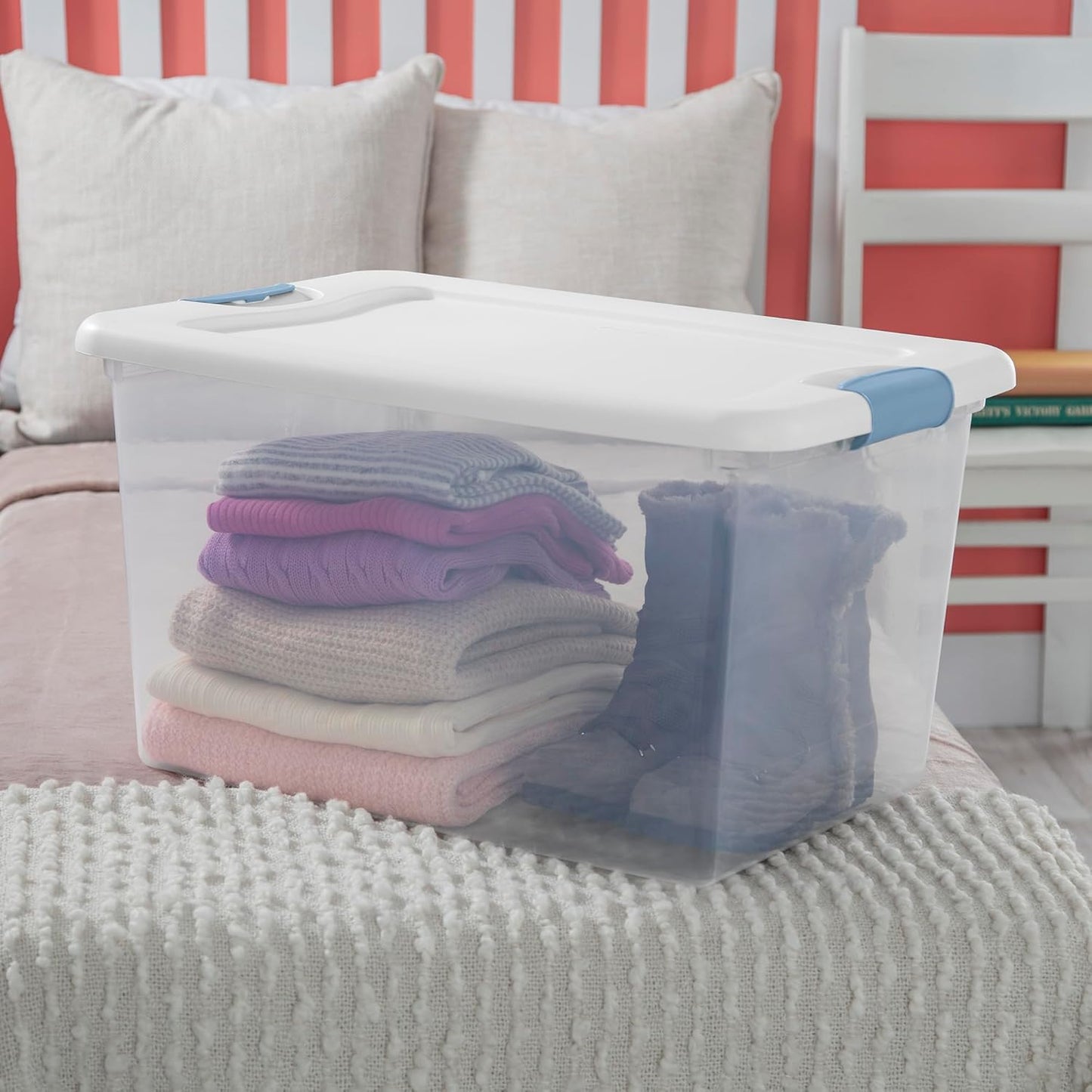Stackable Storage Bin with Lid, Clear Plastic Design, Various specifications 6-15-25-32-64 106Quart