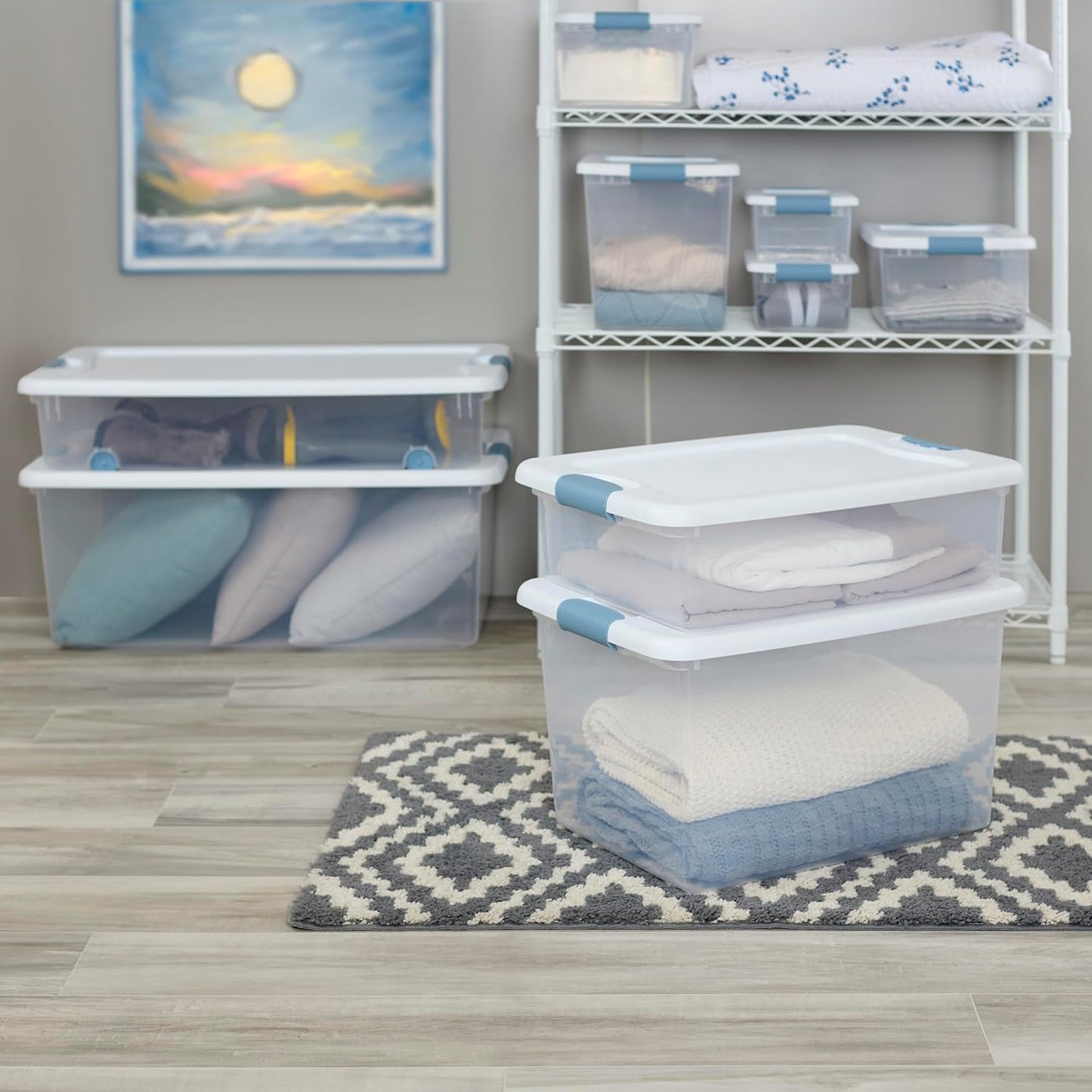 Stackable Storage Bin with Lid, Clear Plastic Design, Various specifications 6-15-25-32-64 106Quart