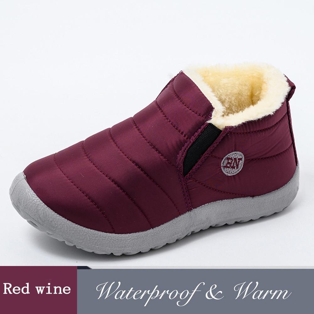 Snow Boots Winter Female Slip On Flat Casual Shoes Waterproof Ultralight Footwear